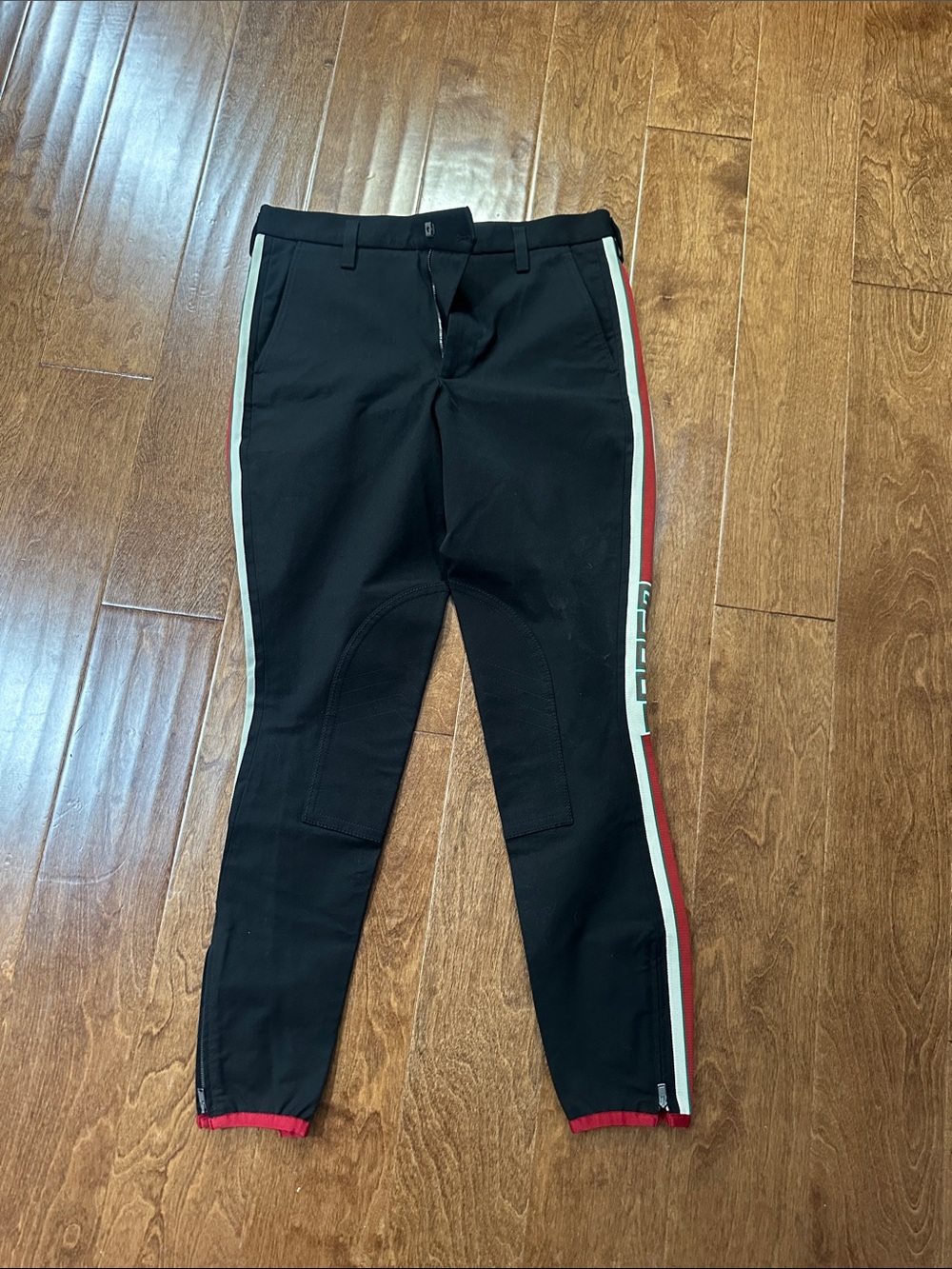 Gucci Black Joggers with Red and White Side Stripes